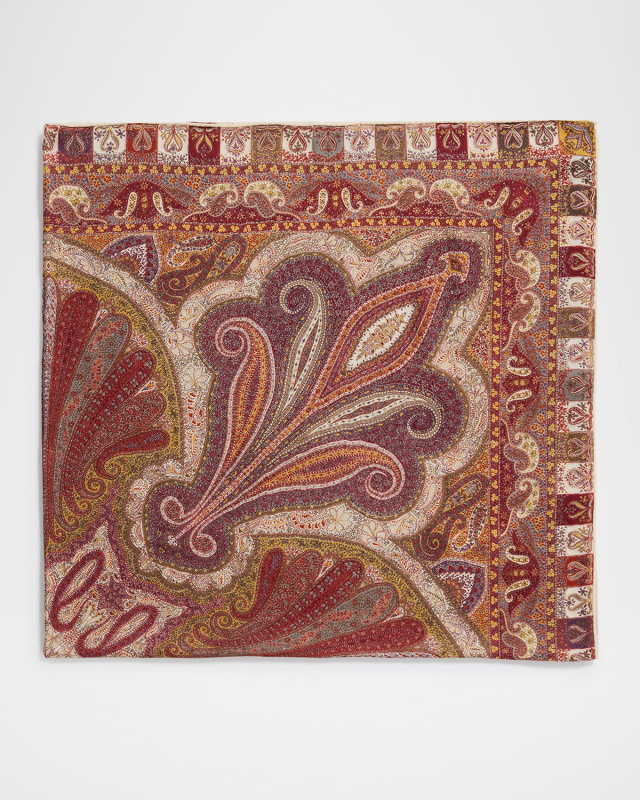 Sherazade Paisley Cashmere-Silk Scarf